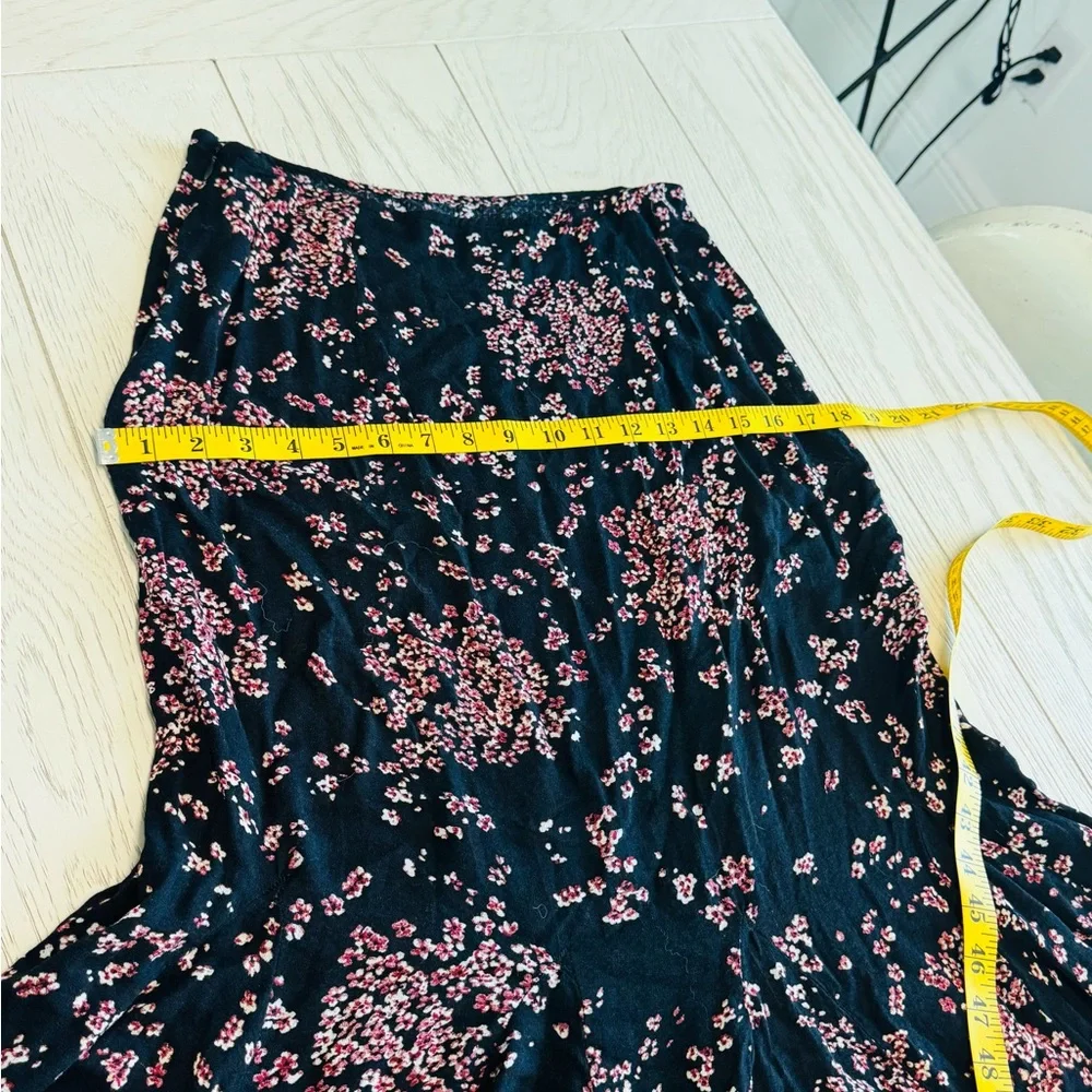Free People Asymmetrical Floral Skirt in Black and Pink